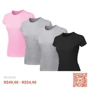 Confira Kit 4 Blusas Feminina Camiseta Lisa Básica Algodão Camisa Baby Look com 58% de desconto! Somente R$49,90 - R$54,90. Encontre na Shopee agora!