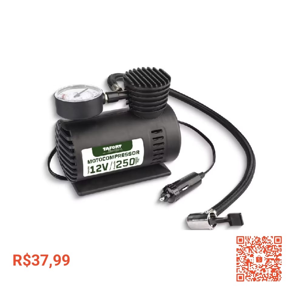 Confira Mini Compressor 12V 250 PSI - TAFORT por R$37,99. Encontre na Shopee agora!