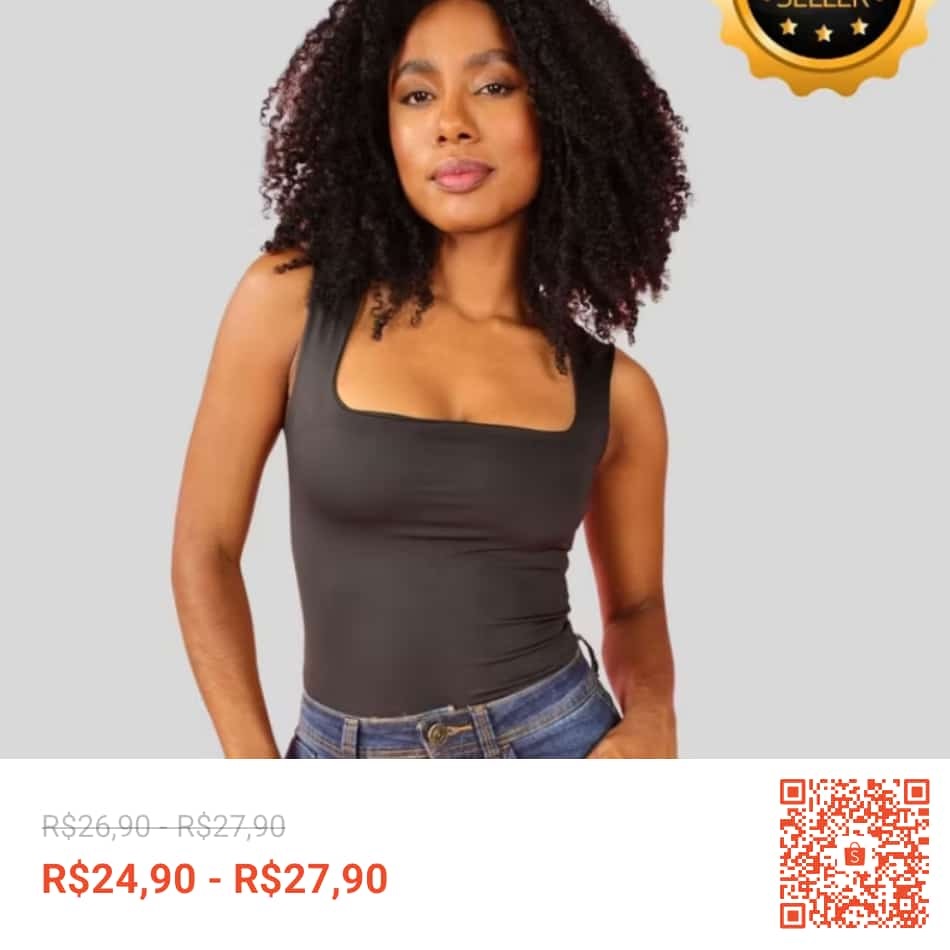 Confira Body Feminino Regata Alça Larga Decote Quadrado Suplex Tecido Duplo - Elegância e Conforto com 7% de desconto! Somente R$24,90 - R$27,90. Encontre na Shopee agora!