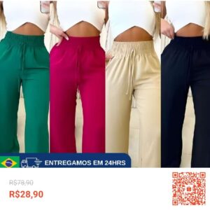 Confira Calça Pantalona Feminina Alfaiataria com Bolso com 63% de desconto! Somente R$28,90. Encontre na Shopee agora!