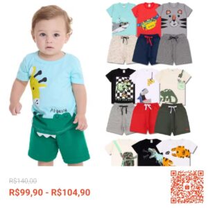 Confira Kit Sortido 10 Peças de Roupas Infantil Bebê Menino (5 Camisetas + 5 Bermudas) Kit 5 Conjuntos Bebê com 29% de desconto! Somente R$99,90 - R$104,90. Encontre na Shopee agora!