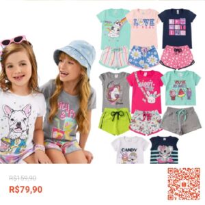 Confira Kit 10 peças de Roupa Conjunto Infantil e Juvenil Menina Tamanho 01 ao 16 com 50% de desconto! Somente R$79,90. Encontre na Shopee