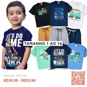 Confira Kit 4 peças de Roupa Infantil Juvenil Menino 2 Blusas + 2 Bermudas Kit 2 Conjuntos de roupa menino com 36% de desconto! Somente R$39,90 - R$53,90. Encontre na Shopee agora!