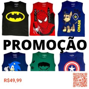 Confira Kit 5 Camiseta Infantil Regata Diversas Estampas por R$49,99. Encontre na Shopee agora!