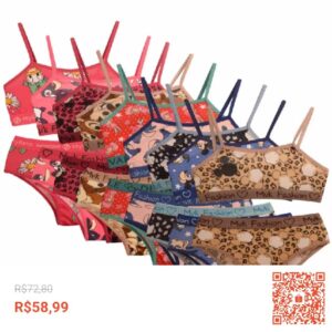 Confira Kit 5 Conjuntos Infantil Lingerie Sutiã Adolescente Roupa Infanto Juvenil com 19% de desconto! Somente R$58,99. Encontre na Shopee