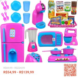 Confira Kit Cozinha Brinquedo Infantil Completo 18 - 70 Peças Geladeira Fogão Comidinhas Eletrodomésticos com 49% de desconto! Somente R$54,99 - R$139,99. Encontre na Shopee agora!