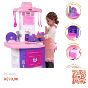 Confira Kit Cozinha Infantil De Brinquedo Completa Sai Água de Verdade com 48% de desconto! Somente R$98,90. Encontre na Shopee agora!