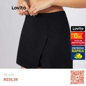 Confira Lovito Shorts Casual Slim Fit Dividido Frontal Básico L21AS062 com 51% de desconto! Somente R$35,39. Encontre na Shopee agora!