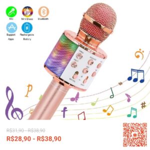 Confira WS-858 - Microfone Infantil de Karaoke Microfone de Brinquedo Sem Fio Bluetooth com 19% de desconto! Somente R$28,90 - R$38,90. Encontre na Shopee agora!