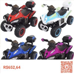 Confira Mini Quadriciclo Moto Elétrica Criança Infantil Bateria 6V Som Luz Bivolt Brinqway BW-129 por R$652,64. Encontre na Shopee agora!