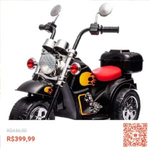 Confira Motocicleta Elétrica Infantil 6v Preta Mini Moto Luz e Som com 8% de desconto! Somente R$399,99. Encontre na Shopee agora!